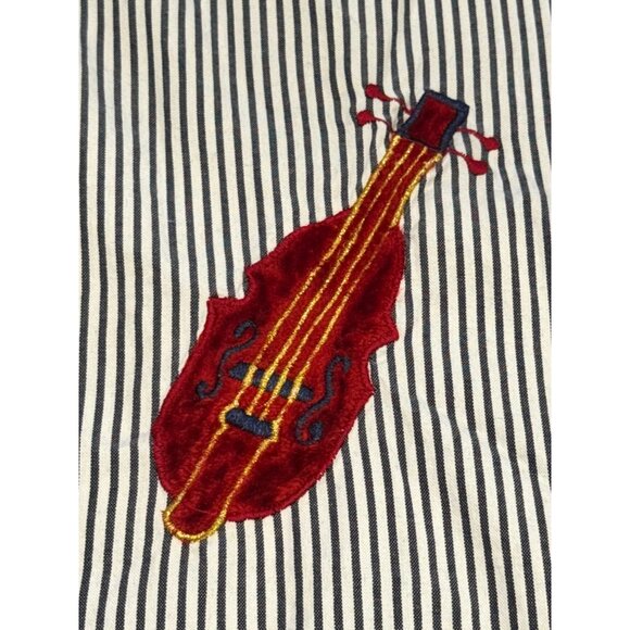 VTG Bobbie Brooks Striped Shirt Musical Instruments Embroidery XL Music Teacher - Picture 8 of 9